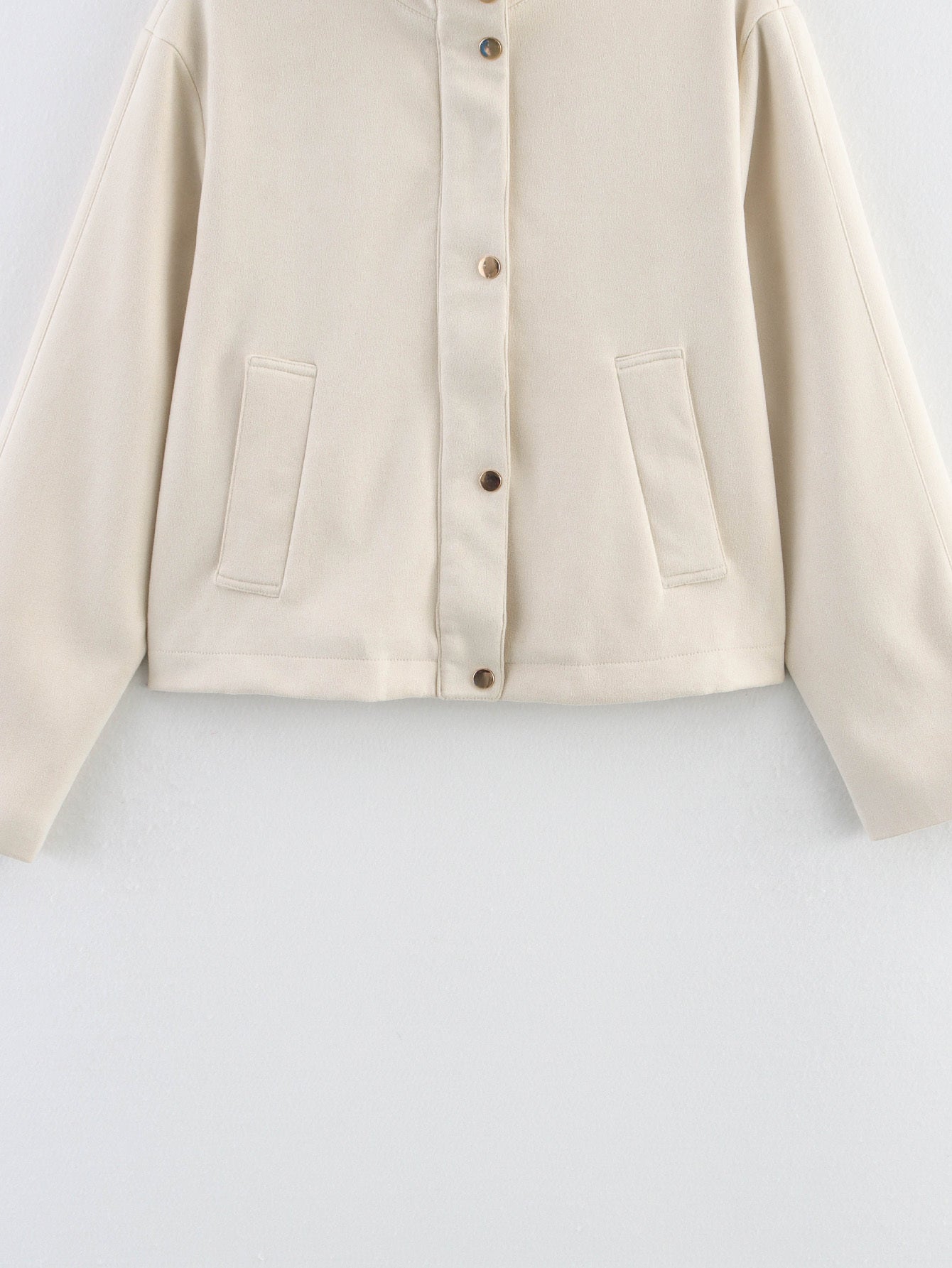 Women's new fashion suede textured stand collar jacket Coat