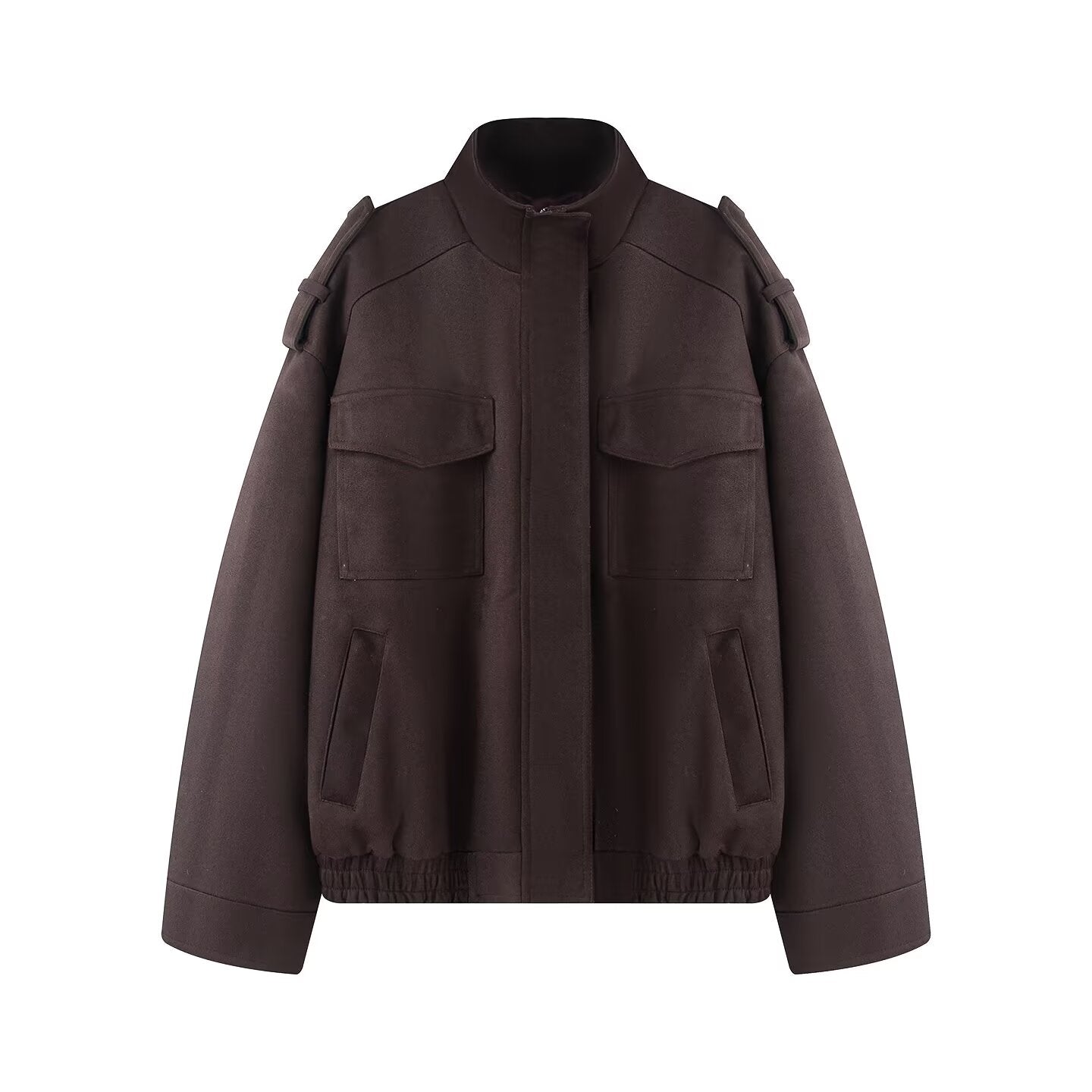 Women's New pocket decoration suede texture Faux Leather jacket