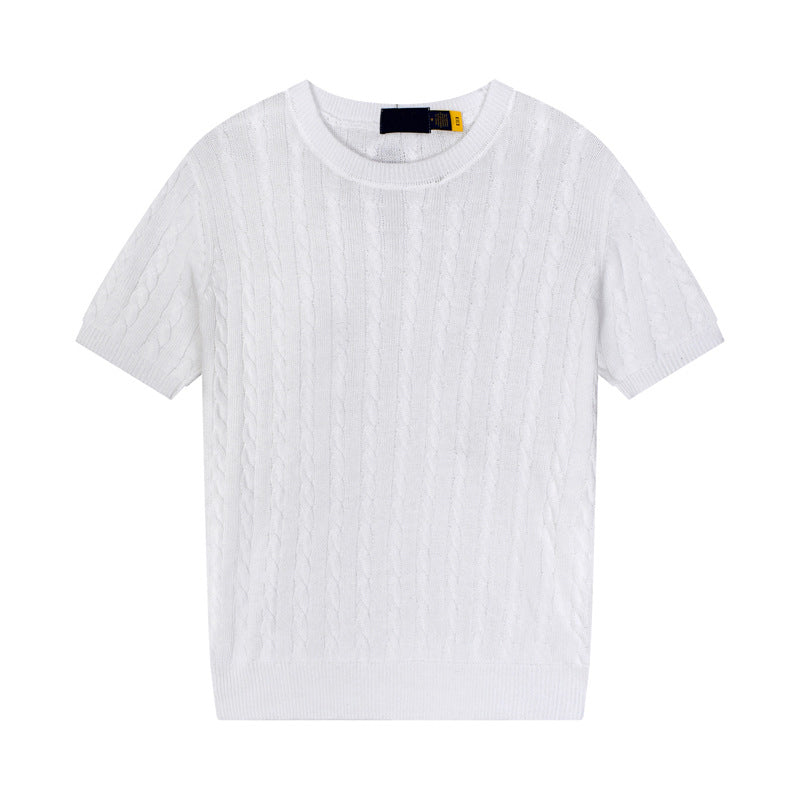 Women's new casual versatile embroidered O-neck short-sleeved T-shirt sweater