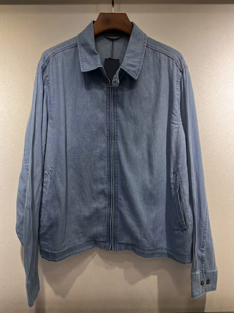 Women's Spring and Autumn Thin Lapel Embroidered Denim Long Sleeve Jacket