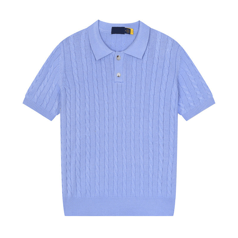 Women's new casual versatile lapel short-sleeved knitted sweater