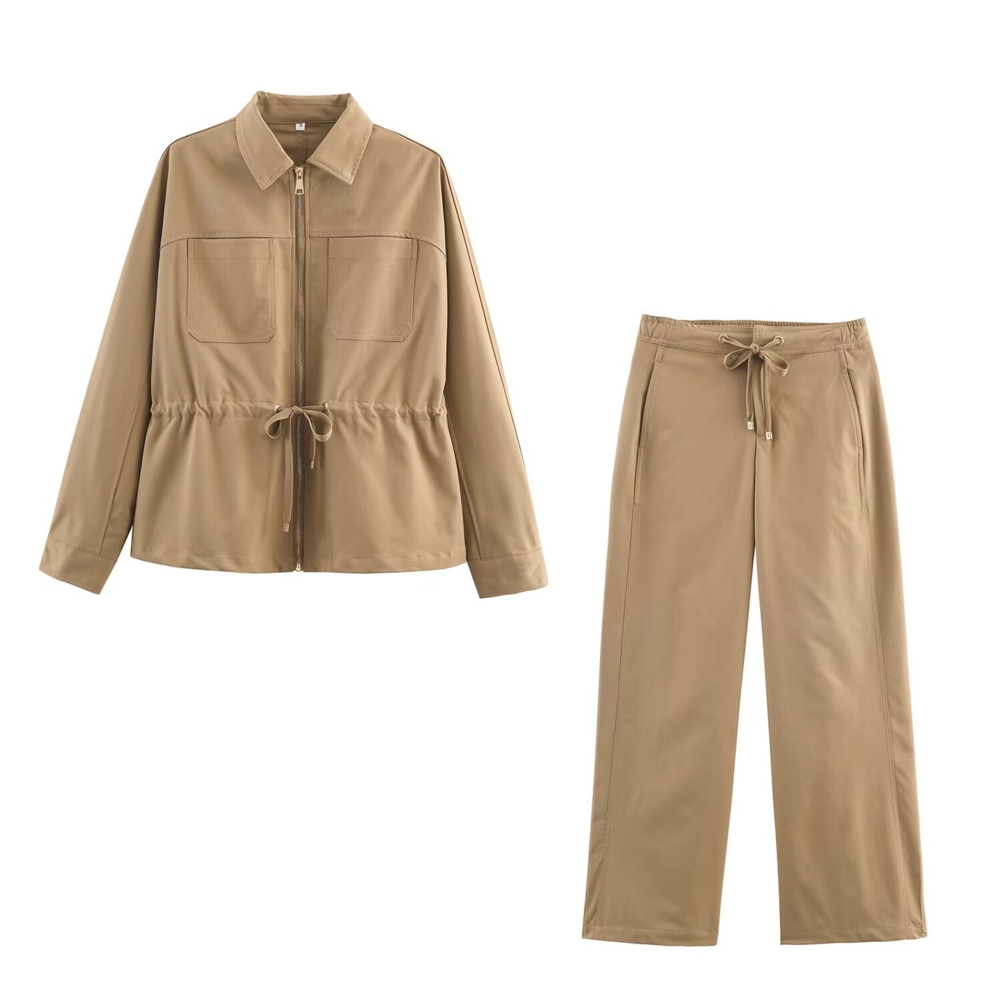 suit Women's 2 pieces adjustable waist design lapel Coat+Pants