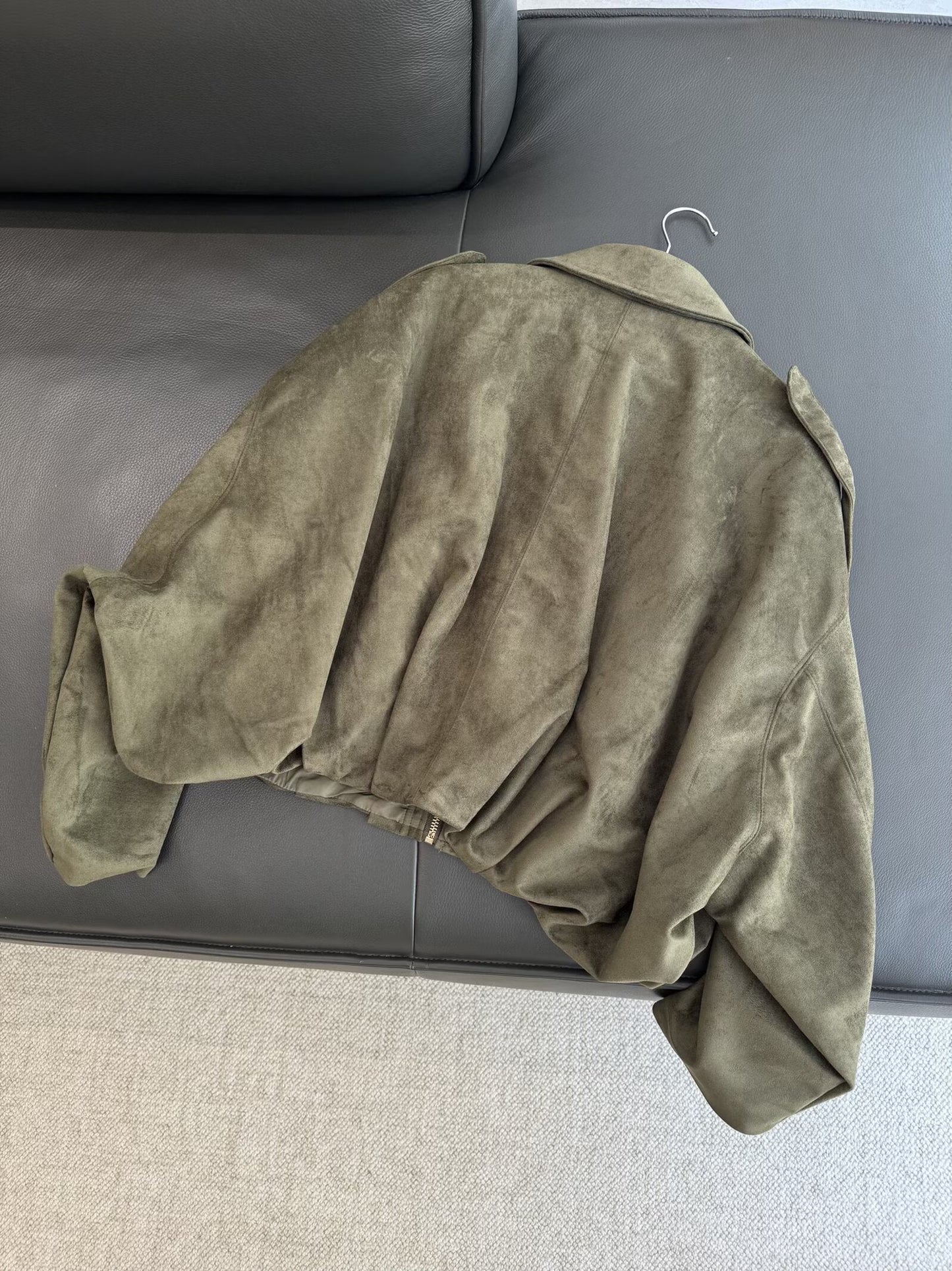 מעיל טיסה מעור זמש דש מזדמן חדש לנשים