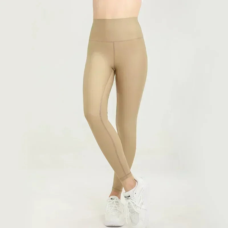 New style yoga pants for women, skin-friendly pearlescent nude high-waisted sports yoga pants