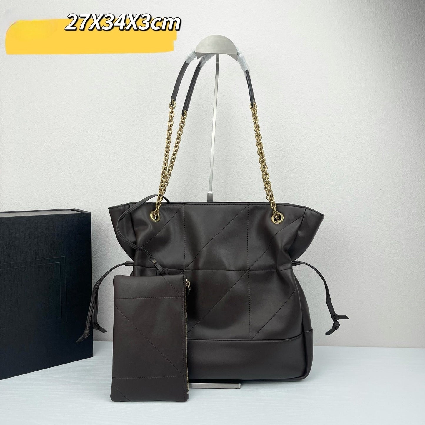 Women's New Fashion Joker Large Capacity Metal Chain Shoulder Strap with Wallet Shoulder Bag.