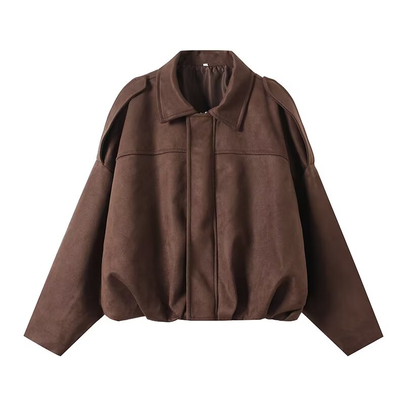 Women's 2025 new fashion loose suede leather texture jacket Coat