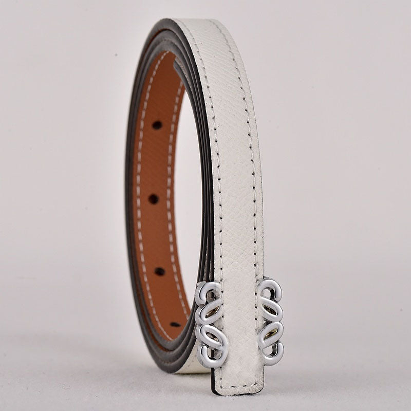 Women's new Joker metal accessories smooth buckle design fashion thin belt belt With a box.