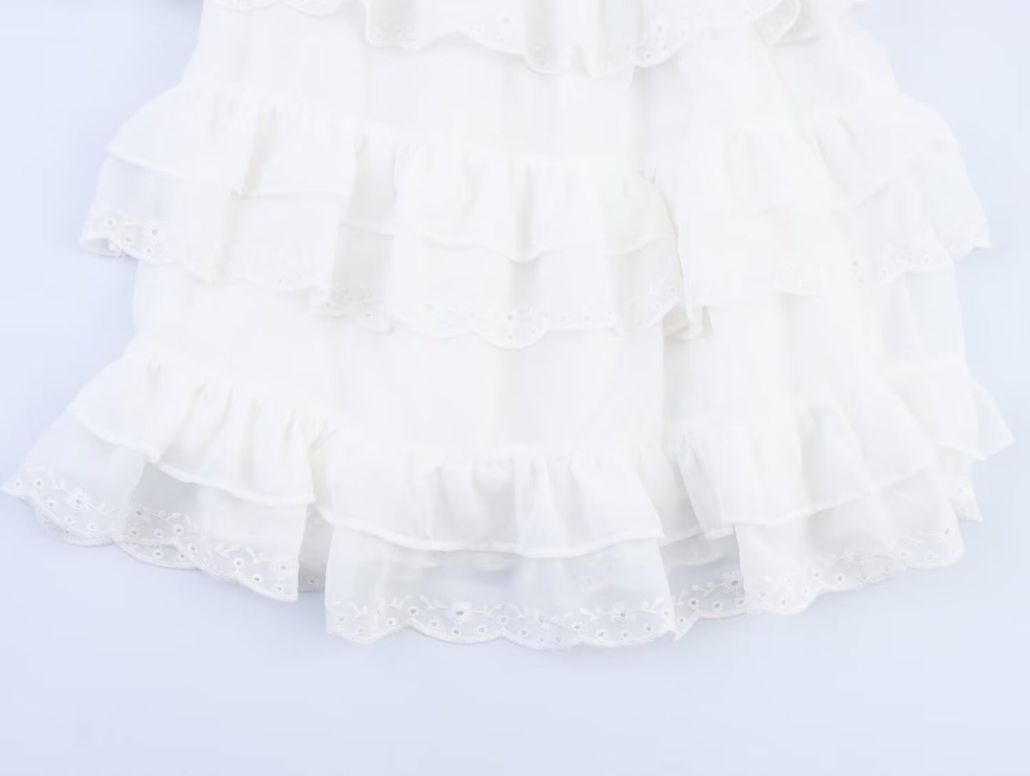 Women's new fashion layered decoration embroidered suspender dress