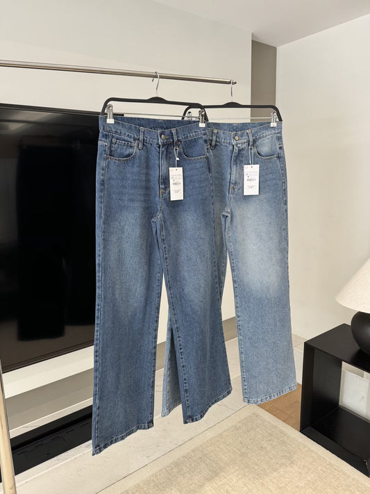 ג'ינס רחב מותן נמוך לנשים, אופנתי ושיקי