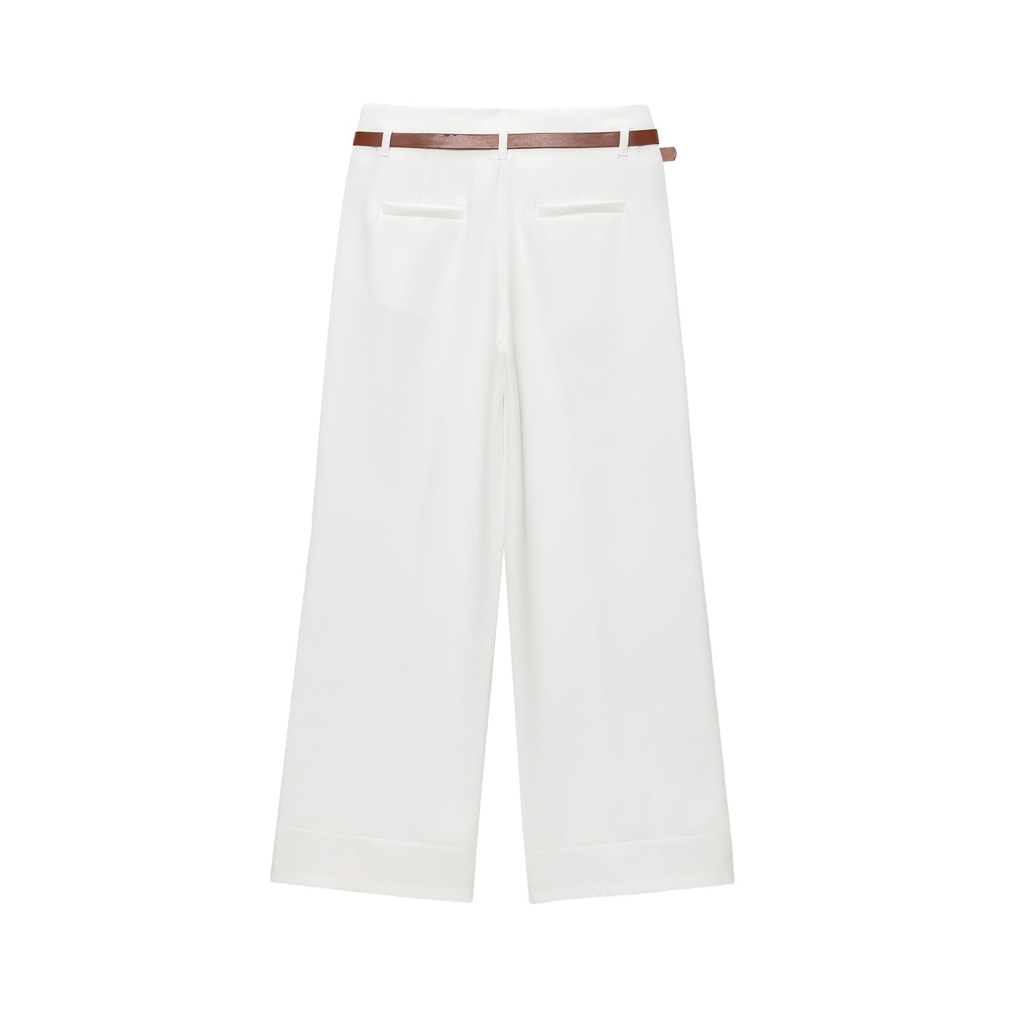 Women's with Belt rolled hem design casual pants