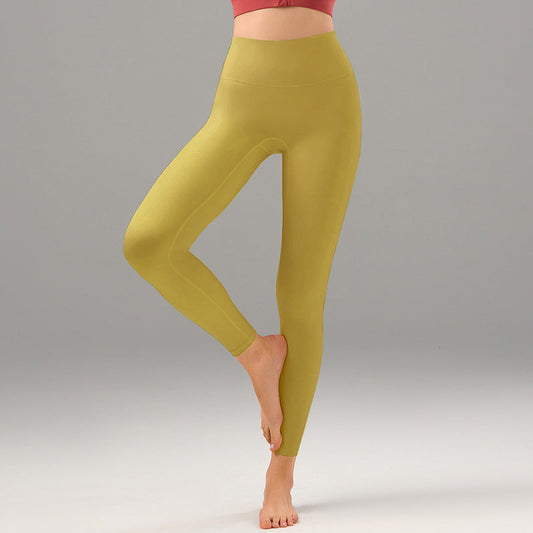 מכנסי כושר חדשים בצבע עירום לנשים, נושם, מופחת וזיעה, מרגיעים את המותניים ומגדילים את הירכיים 