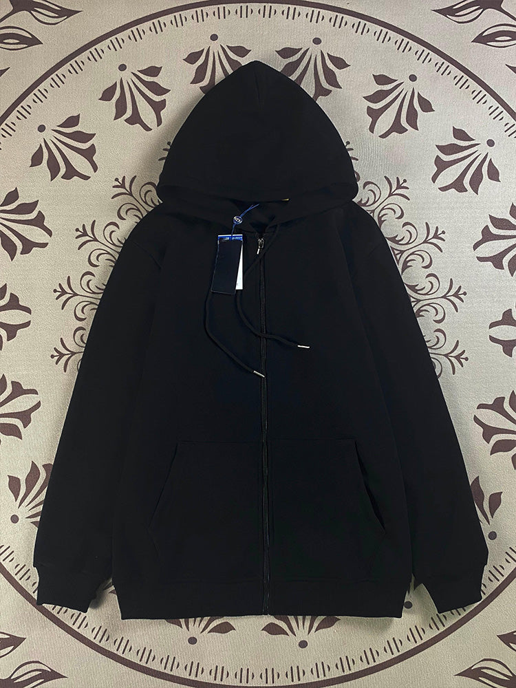 סוודר חדש לנשים עם רקמה של ג'וקר, עיצוב כיסים, שרוולים ארוכים ורוכסן.