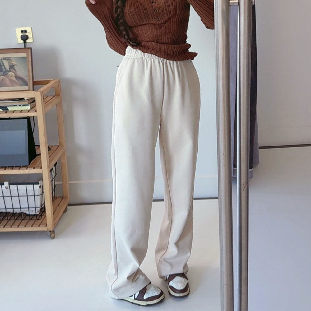 Women's new casual Joker drawstring design loose plus velvet straight pants