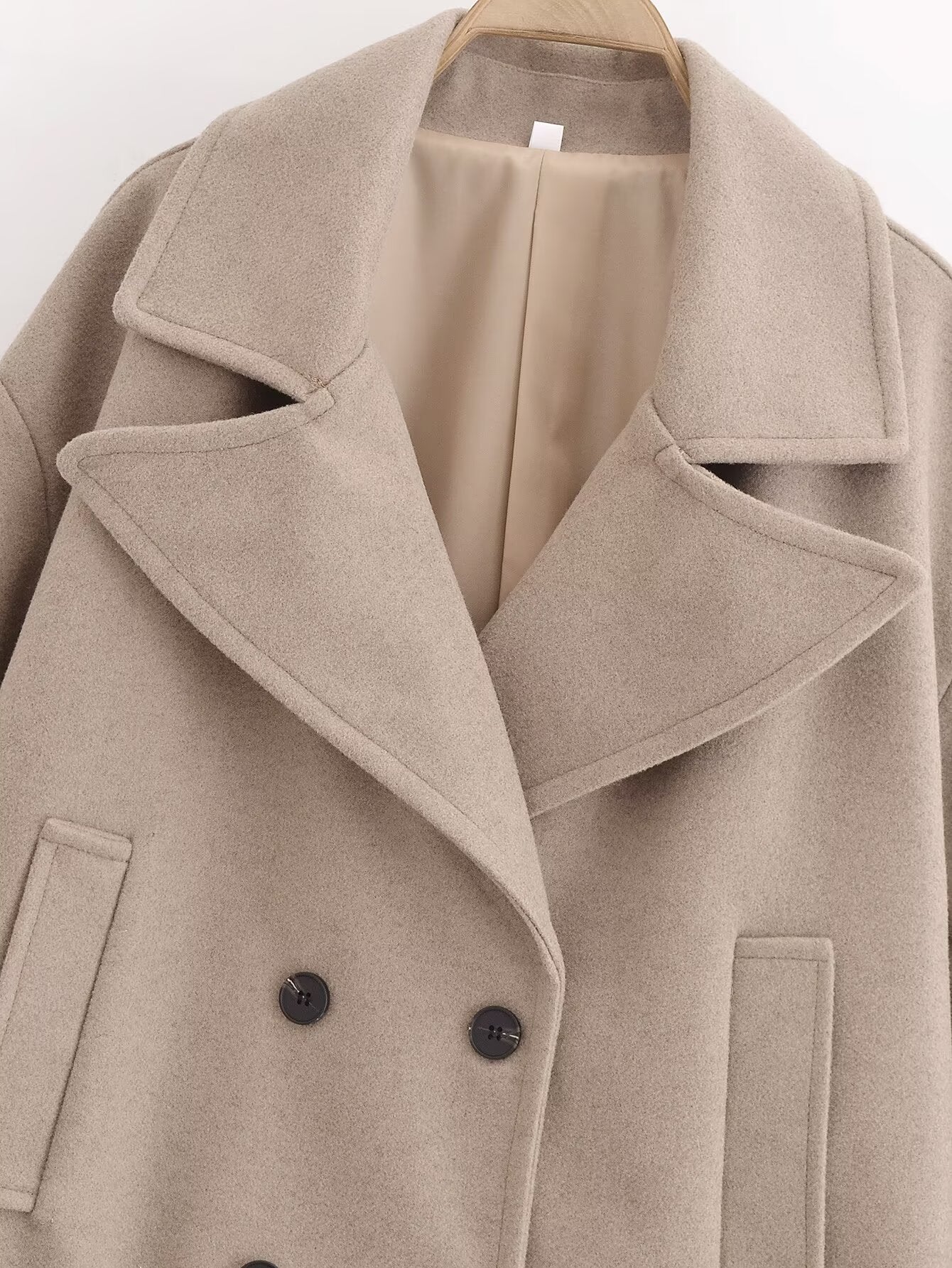 Women's new warm short Double breasted woolen coat