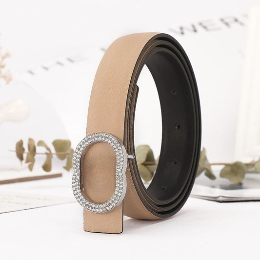 Women's New Temperament Joker Rhinestone Buckle Decoration with Belt with A Box