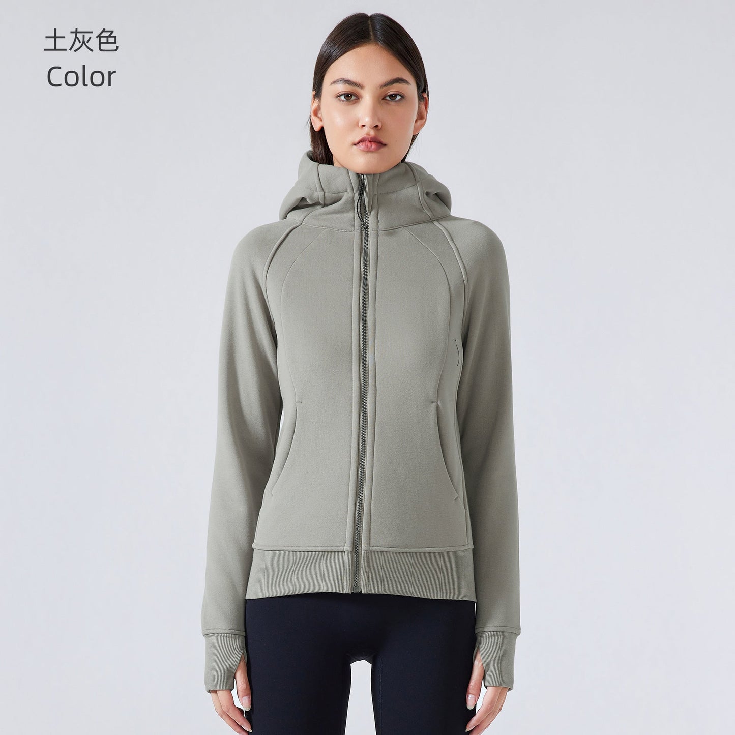 Women's new padded warm hooded coat outdoor fitness sweater yoga jacket