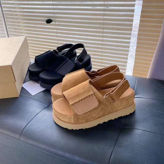 Women's New Fashion Joker Casual Platform Stitching Design Increases Sandals Have A Shoe Box.