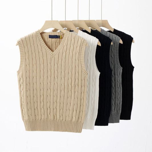 Men and women with the new casual Joker V-neck knitted solid color vest