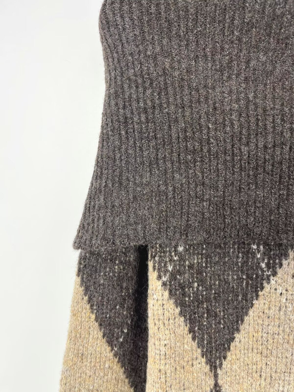 סוודר סרוג ללא כתפיות עם מרקם רך ויהלומים לנשים