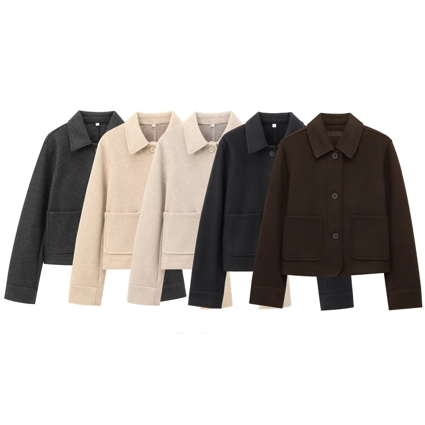 Women's new fashion long sleeved lapel soft texture jacket