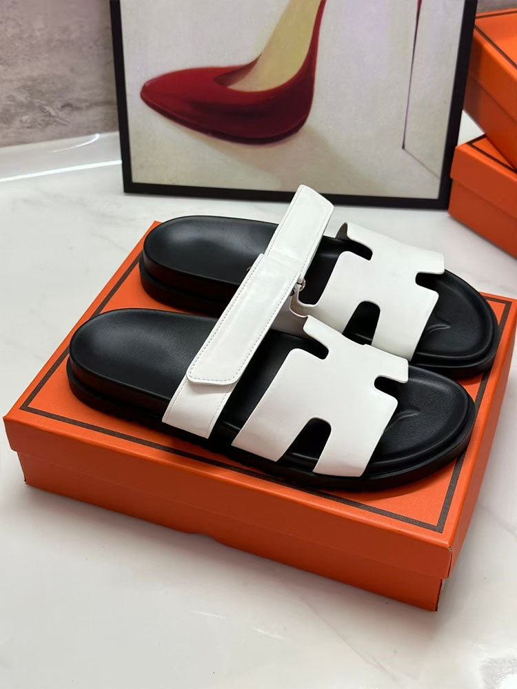 Women's new fashion Joker multicolor hook and loop design thick soled sandals have a shoe box.