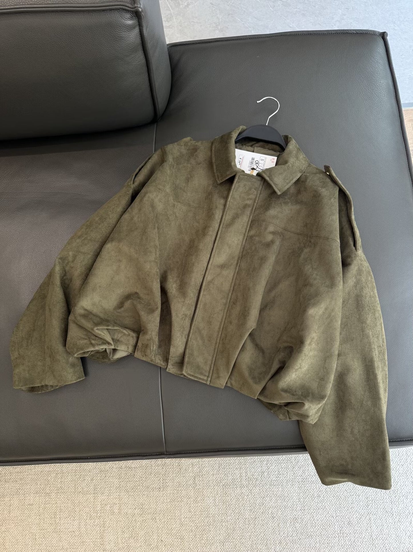 מעיל טיסה מעור זמש דש מזדמן חדש לנשים