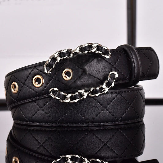 Women's new casual Joker rhombic design belt belt With a box
