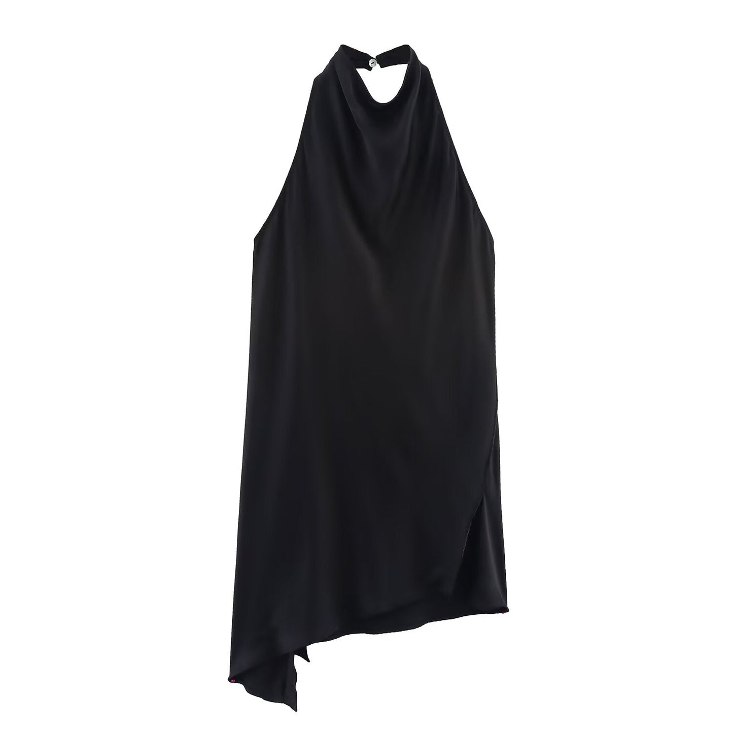 Women's new fashion sleeveless satin texture hanging neck top