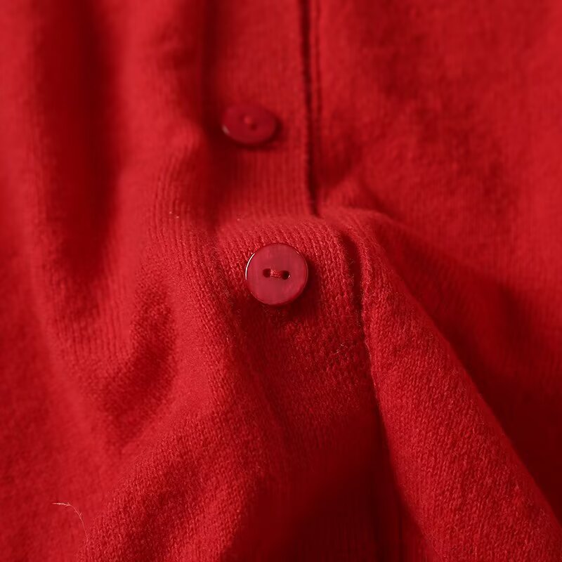 Women's new short round neck knitted cardigan Coat