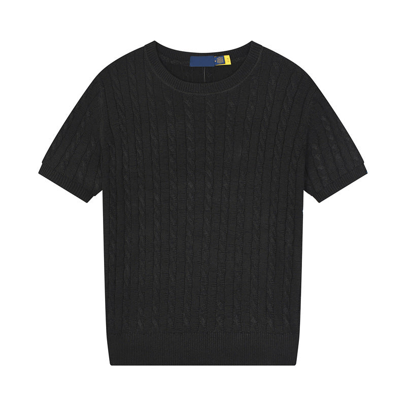 Women's new casual versatile embroidered O-neck short-sleeved T-shirt sweater