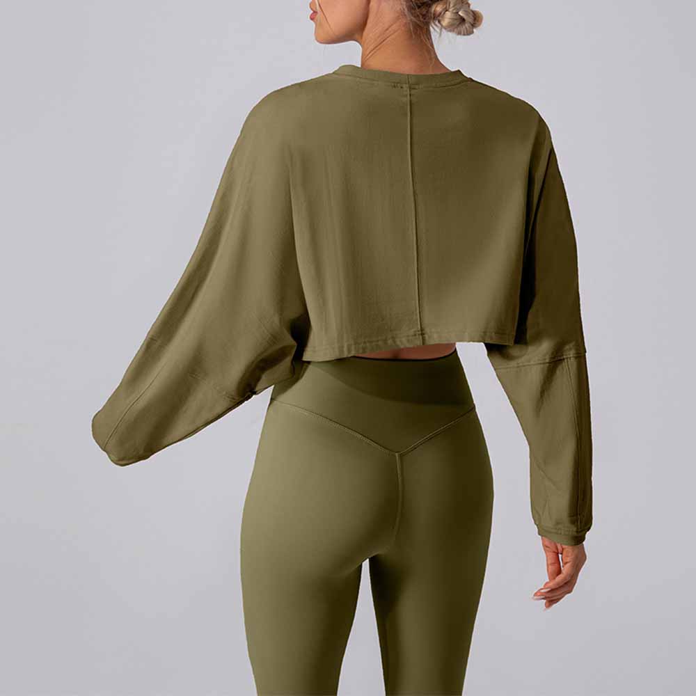 Women's New Fashion Joker T-shirt Sports Short Bottoming Shirt Yoga Running Loose Long-sleeved Shirt