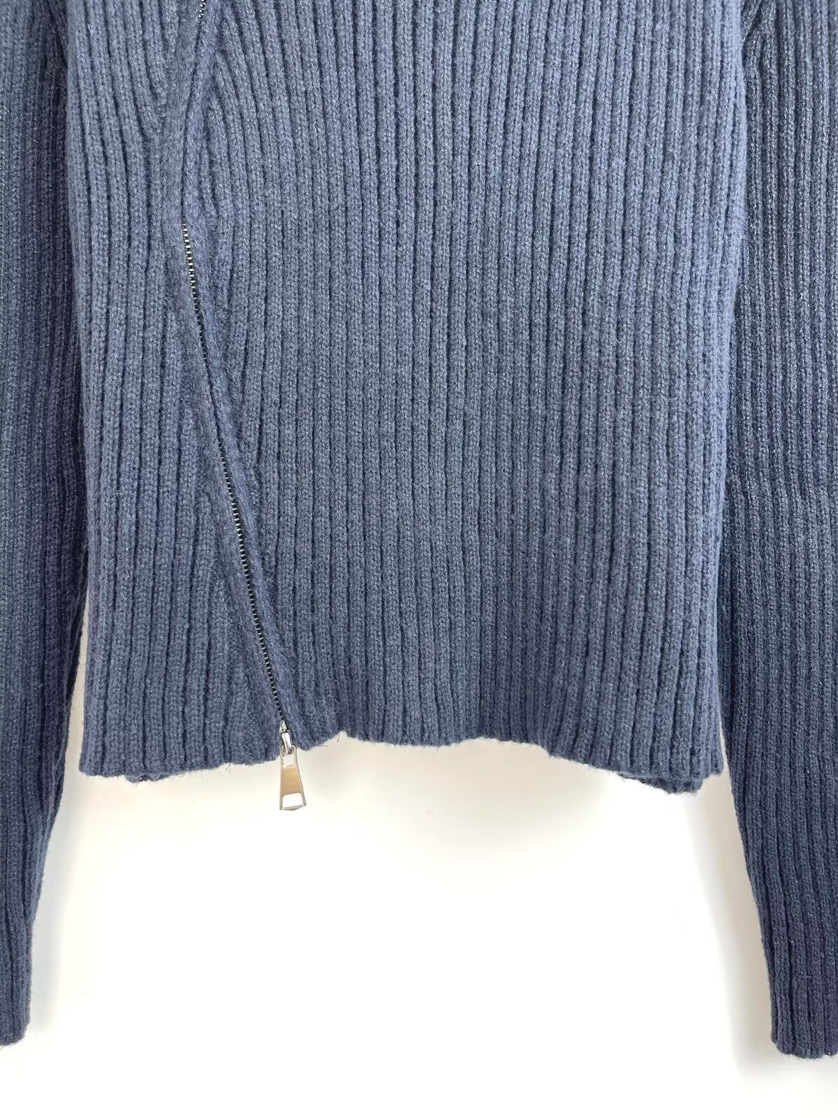 מעיל סרוג מצולע עם רוכסן כפול ורוכסן כפול לנשים