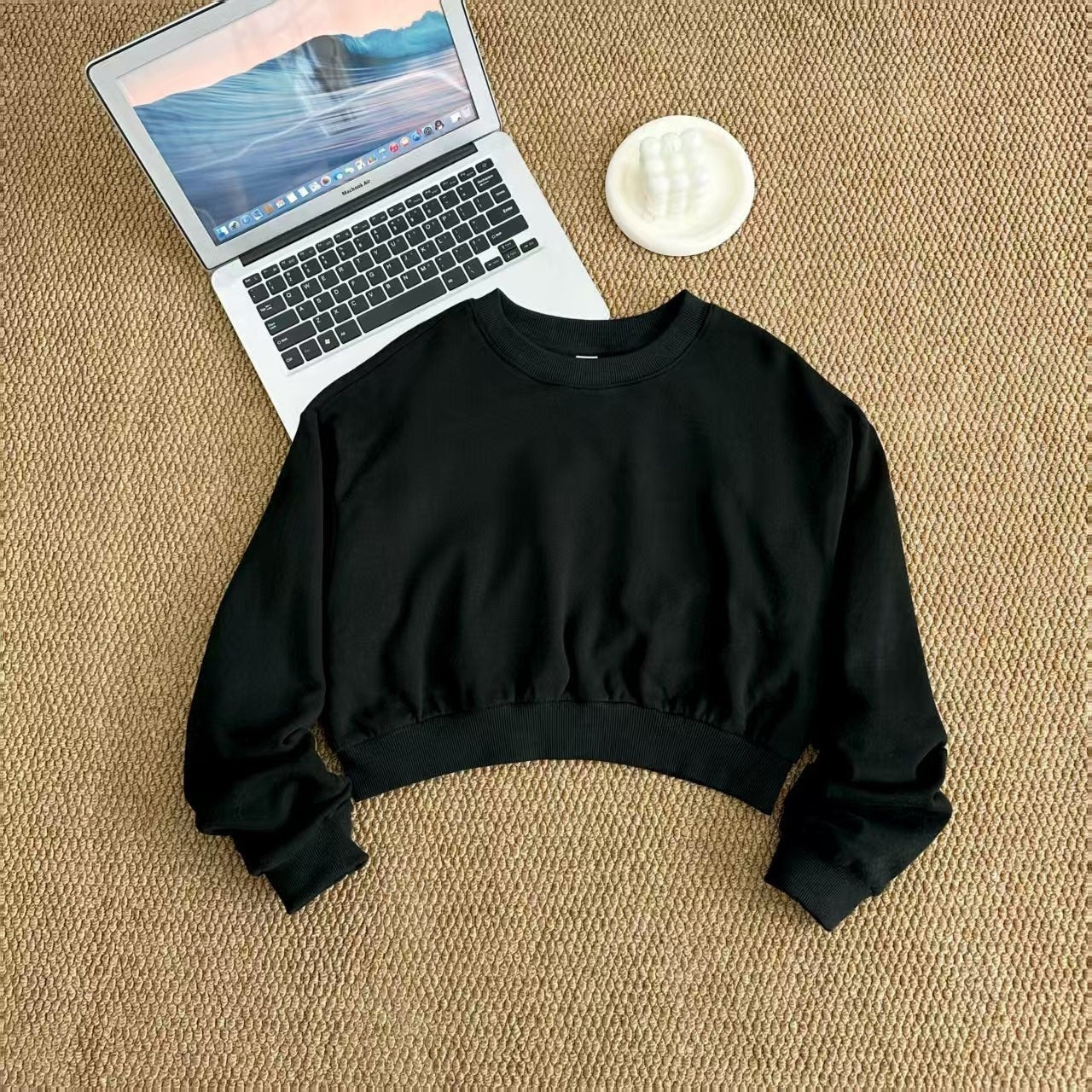 Women's Autumn New Casual Joker Cotton Short Navel Long Sleeve Blouse Leisure Sports Sweater