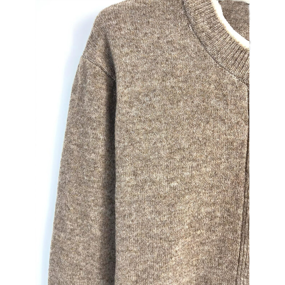 קרדיגן סרוג עם צווארון O ושרוולים ארוכים וניגודיות לנשים