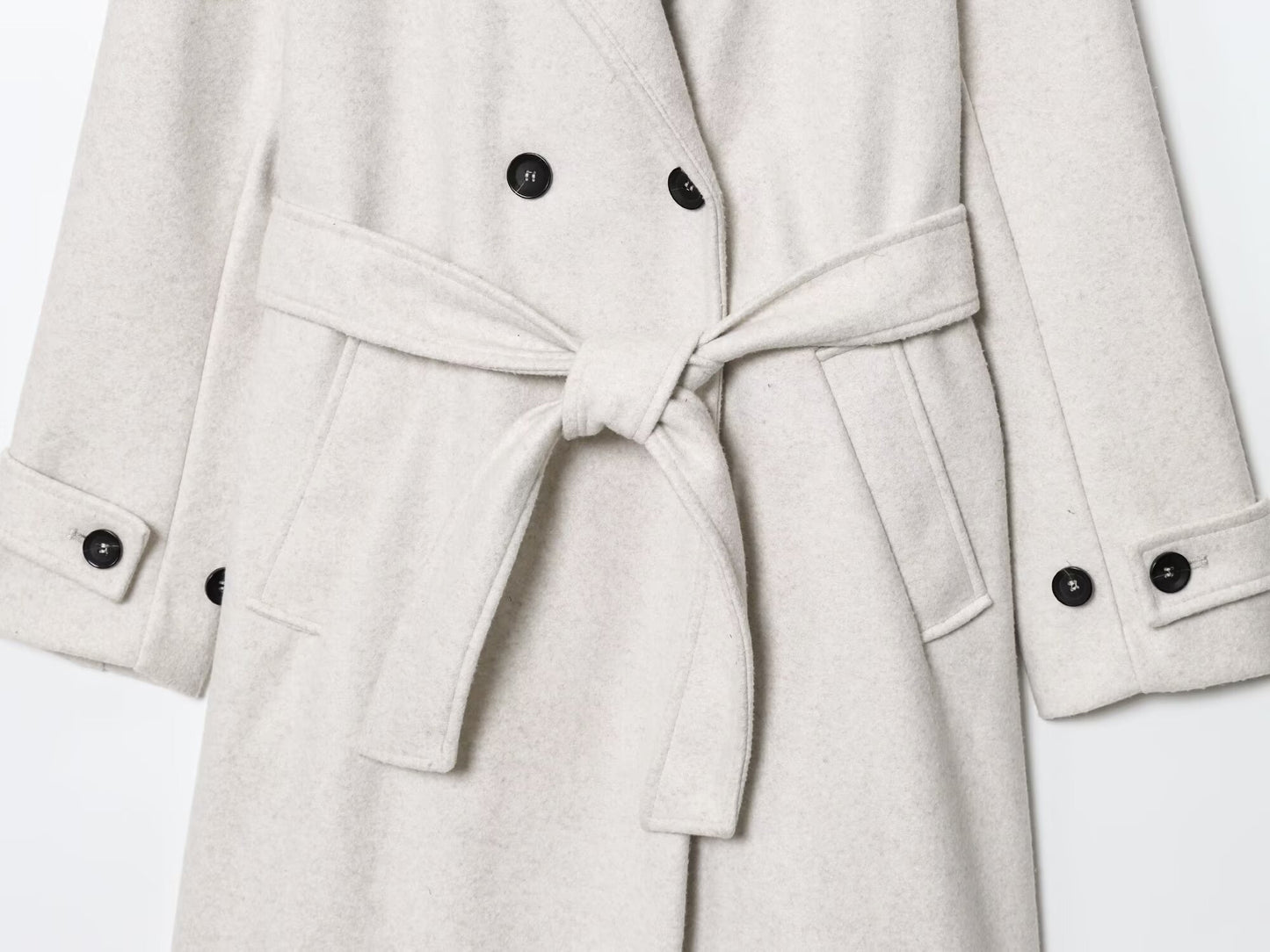 Women's with Belt loose soft texture hooded coat