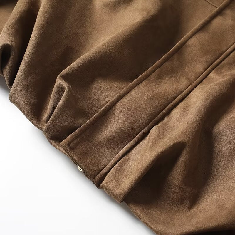 Women's 2025 new fashion loose suede leather texture jacket Coat