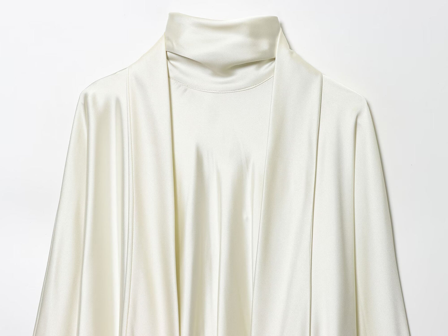 Women's 2025 new fashion scarf decoration satin texture mini dress