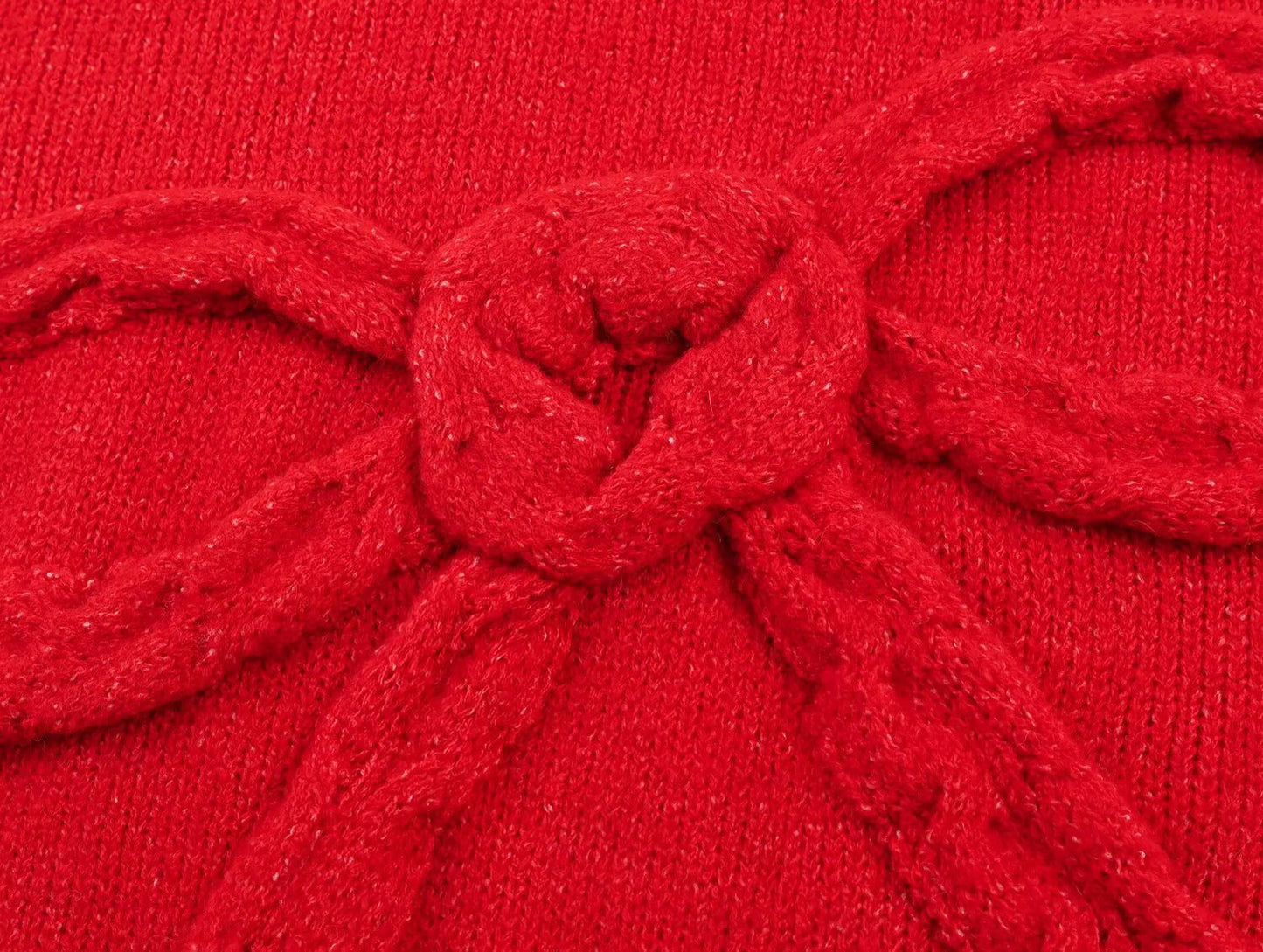 Women's bow decoration O Neck knitted sweater