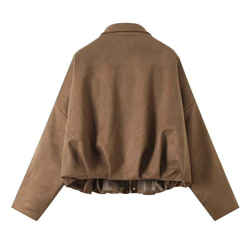 Women's 2025 new fashion loose suede leather texture jacket Coat