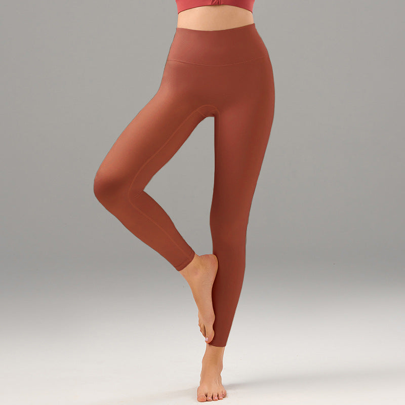 מכנסי כושר חדשים בצבע עירום לנשים, נושם, מופחת וזיעה, מרגיעים את המותניים ומגדילים את הירכיים 