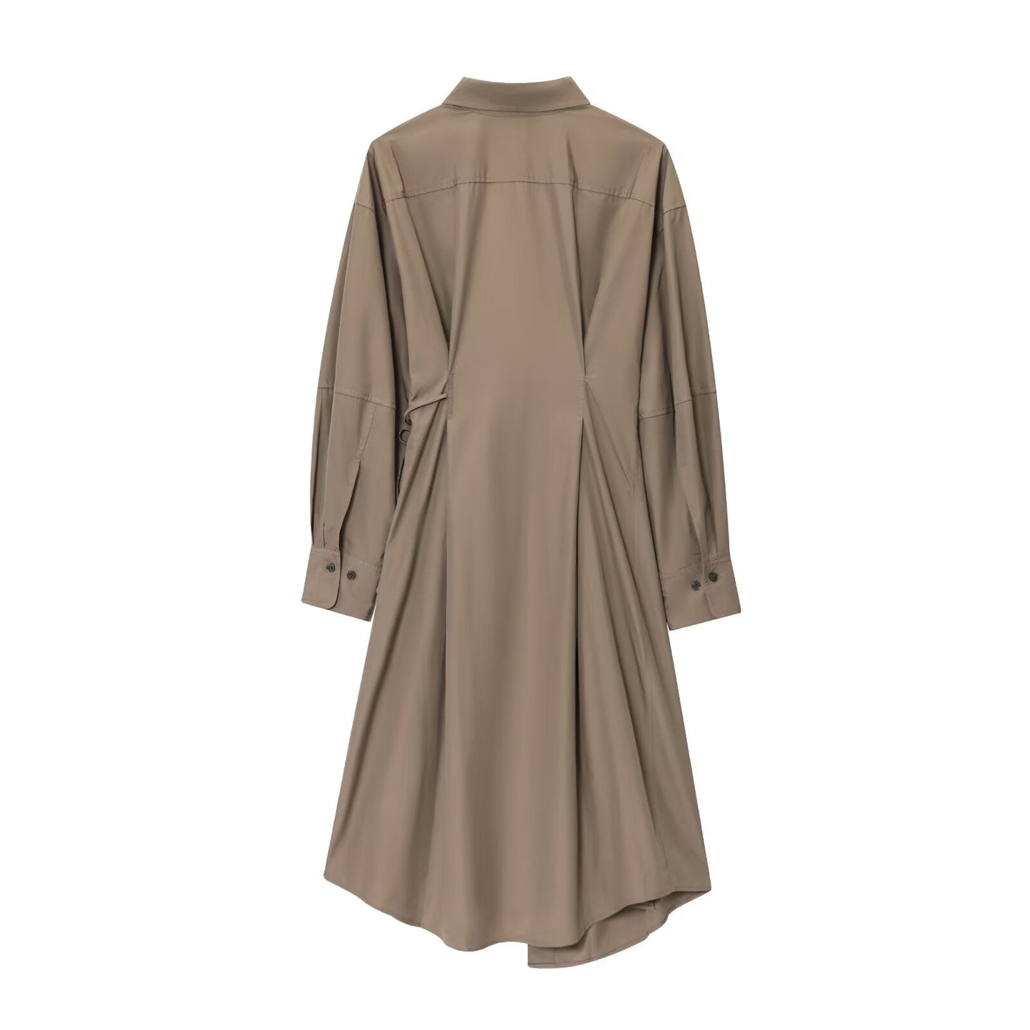 Women's new fashion asymmetrical hem cotton shirt style MIDI dress