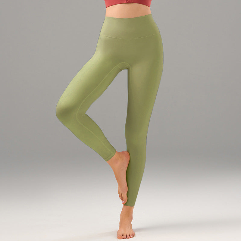 מכנסי כושר חדשים בצבע עירום לנשים, נושם, מופחת וזיעה, מרגיעים את המותניים ומגדילים את הירכיים 