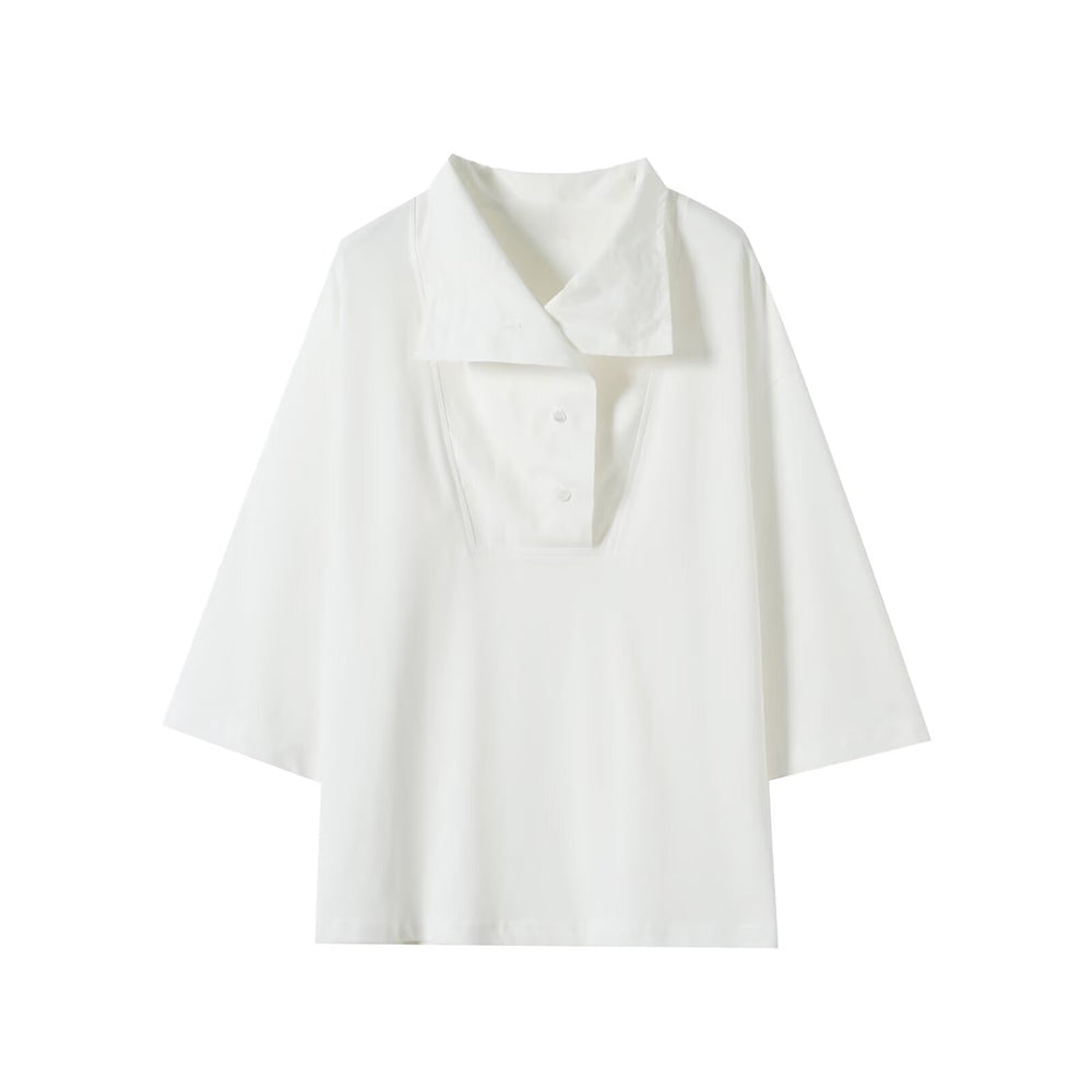 Women's new fashion white high neck nine quarter sleeved shirt