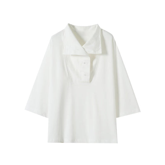 Women's new fashion white high neck nine quarter sleeved shirt