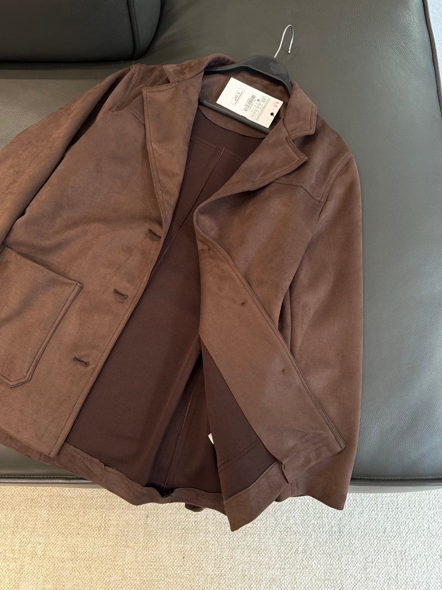 אופנה חדשה לנשים עם חגורה, ז'קט דש עם אפקט אנטי-זמש