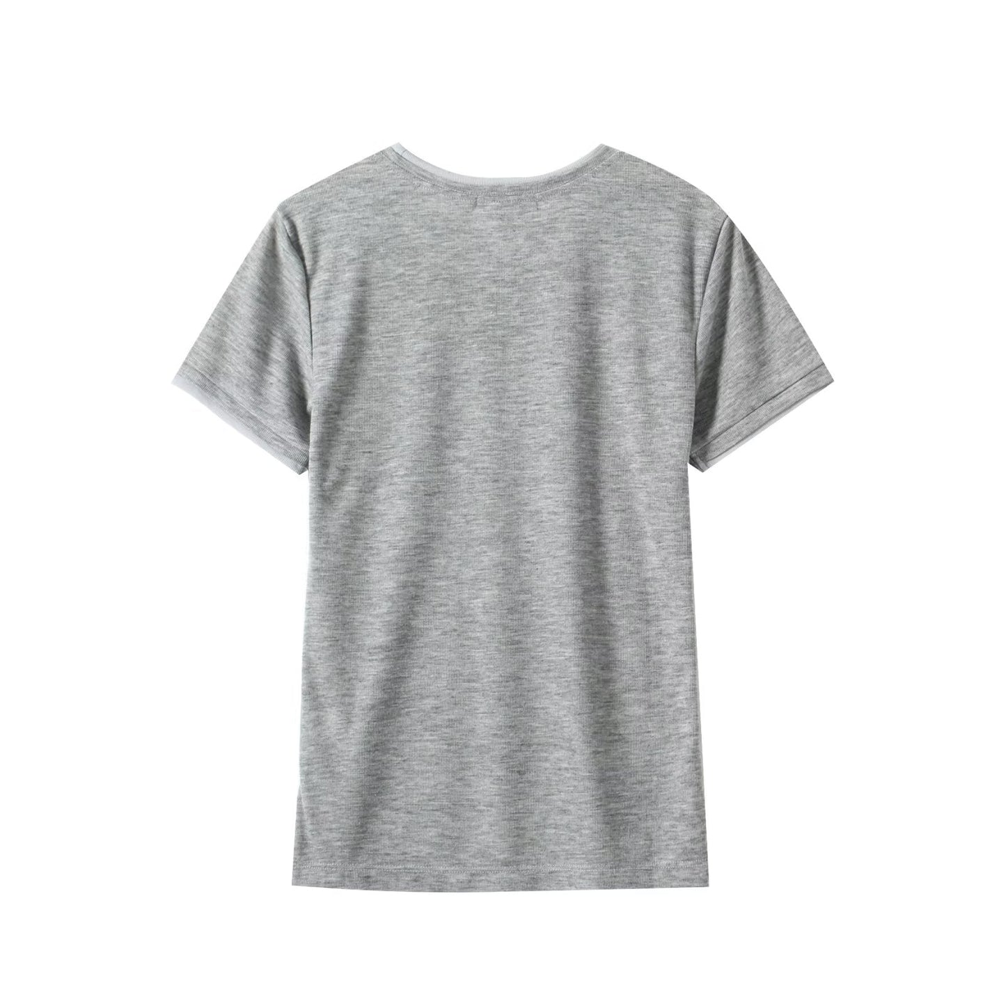 Women's New Fashion Basic Style Double Color Edge O Neck Short sleeved T-shirt