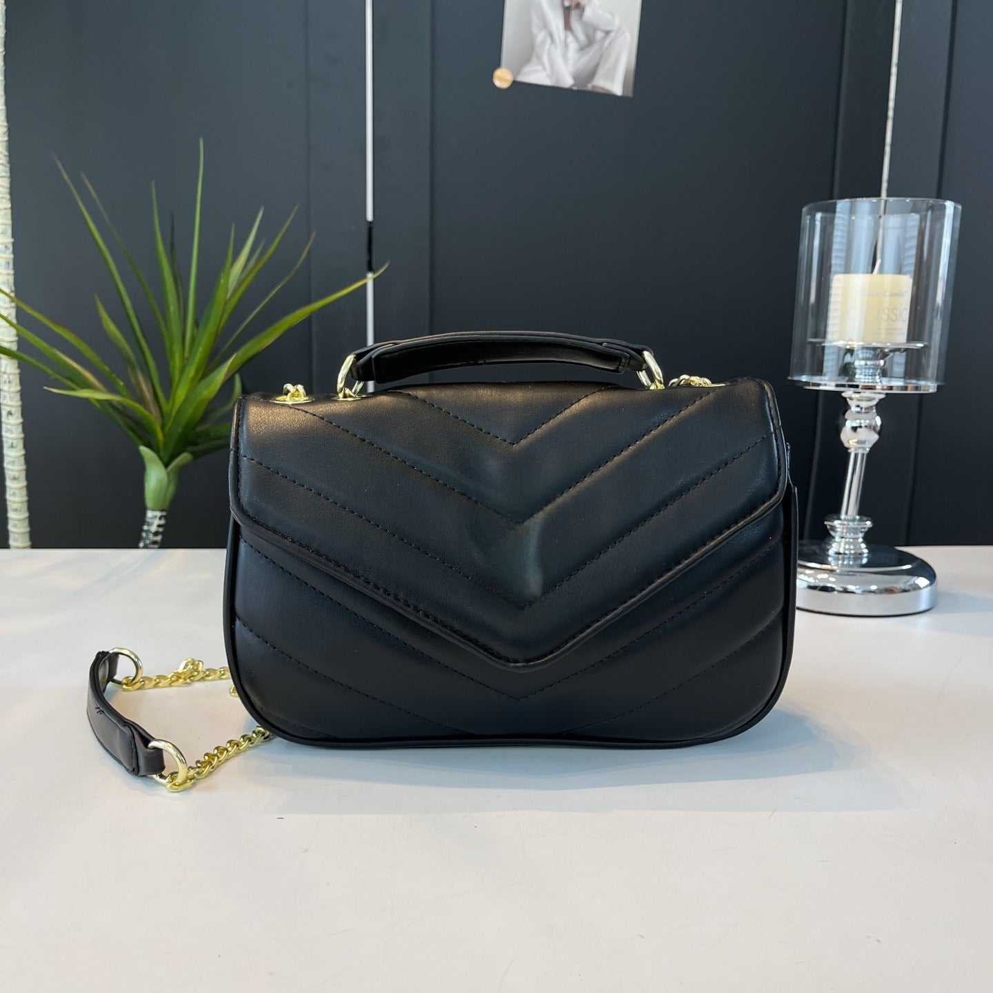 Women's New Fashion Joker Rhombic Design Chain Shoulder Strap Envelope Bag Crossbody Bag With box