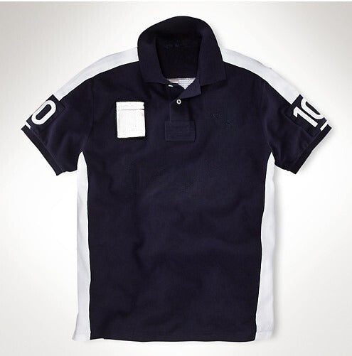 Men's new casual versatile embroidered polo shirt top short-sleeved T-shirt