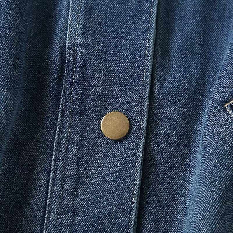 Women's casual short O Neck denim jacket Coat