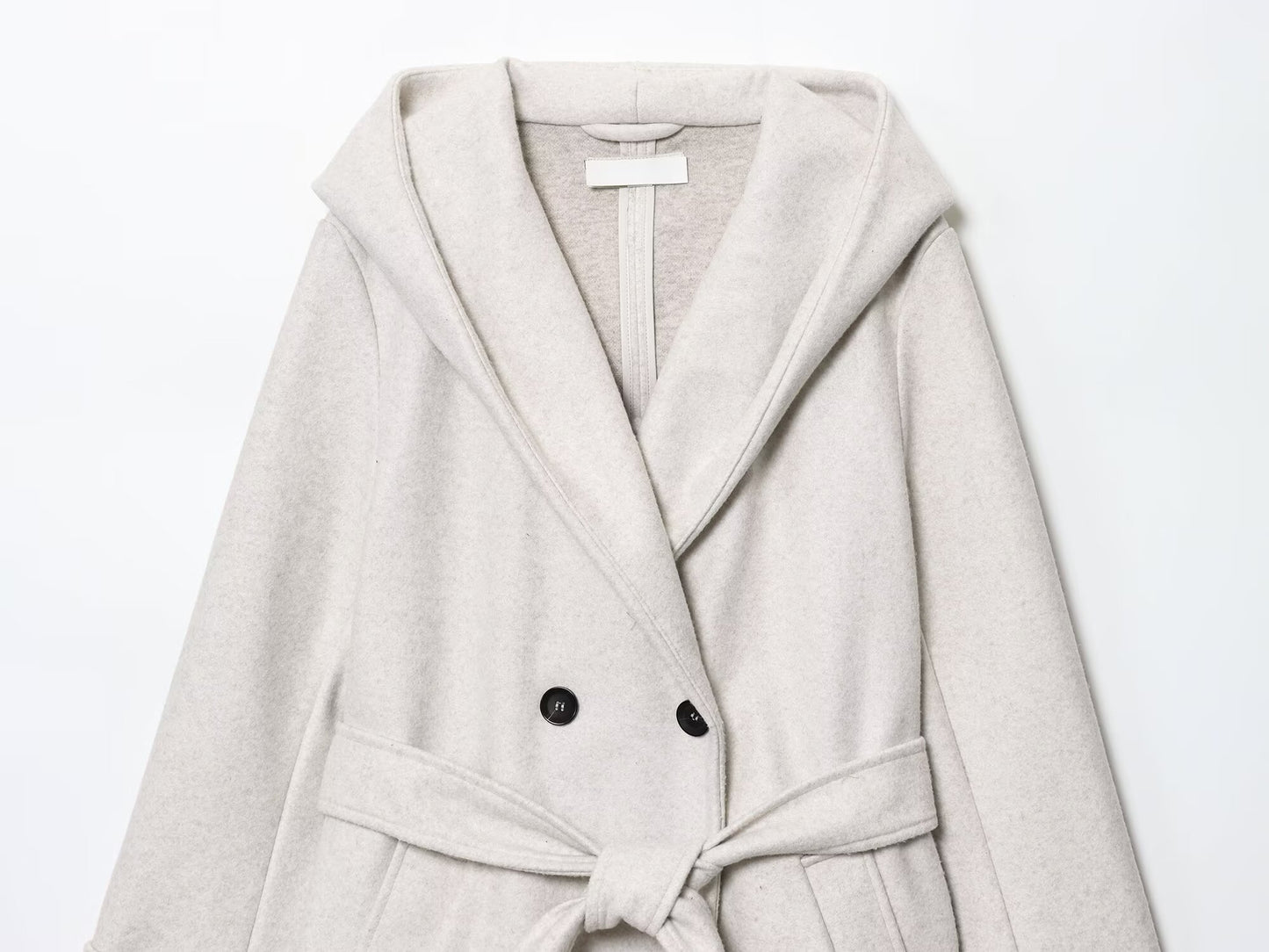 Women's with Belt loose soft texture hooded coat